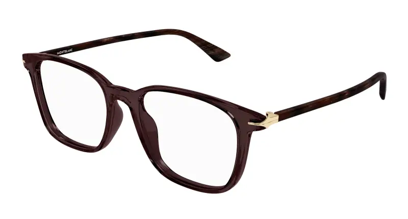 Uomo MB0338O 003 Montature da vista Acetato Marrone Trasparente Squadrata