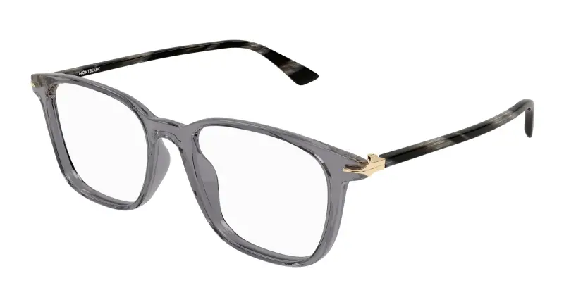 Uomo MB0338O 004 Montature da vista Acetato Grigio Trasparente Squadrata