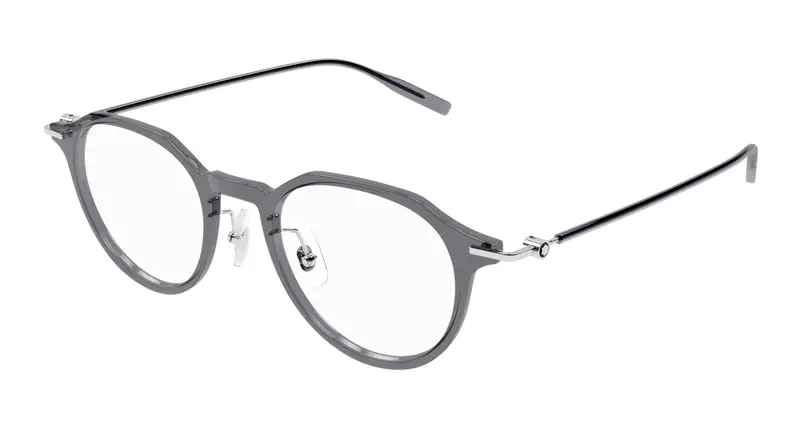 Montblanc Uomo MB0355O 003 Montature da vista Iniettato Grigio Trasparente Rotonda