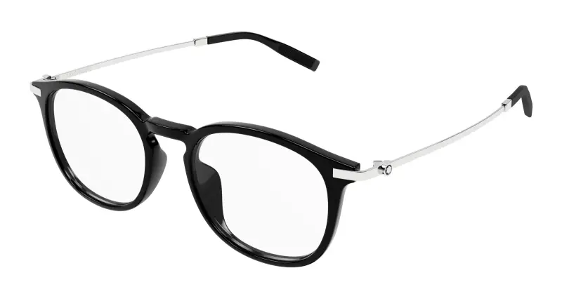 Uomo MB0375OA 001 Montature da vista Acetato Nero Trasparente Rotonda