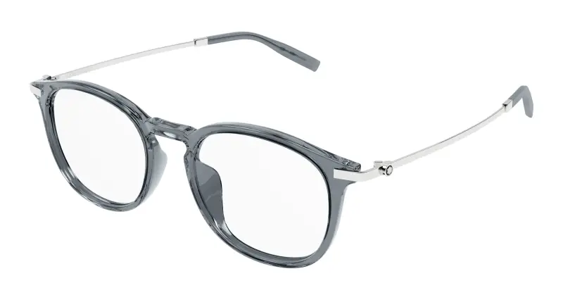 Uomo MB0375OA 002 Montature da vista Acetato Grigio Trasparente Rotonda