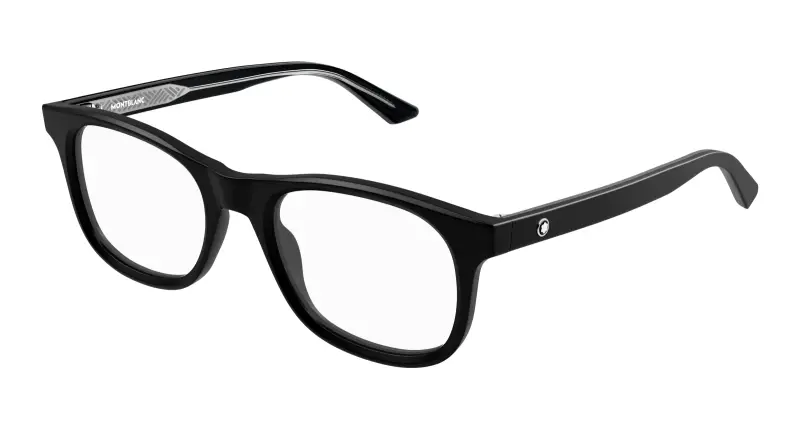 Uomo MB0385O 008 Montature da vista Acetato Nero Trasparente Squadrata