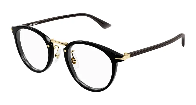 Uomo MB0406O 001 Montature da vista Acetato Nero Trasparente Rotonda