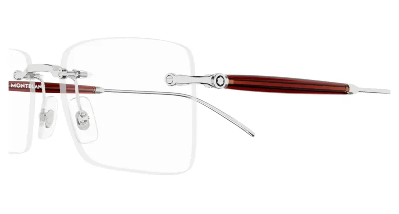 Montblanc Uomo MB0411O 003 Montature da vista Metallo Argento Trasparente Squadrata miniatura 2