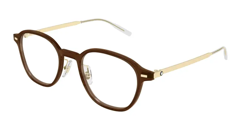 Uomo MB0427O 005 Montature da vista Marrone Trasparente Rotonda