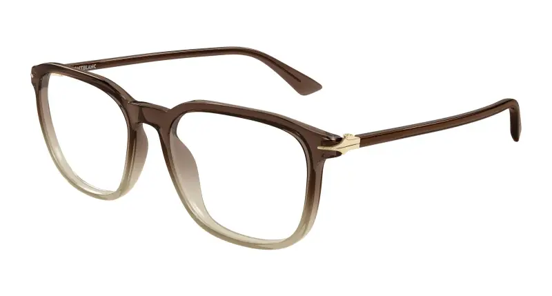 Uomo MB0438O 005 Montature da vista Acetato Marrone Trasparente Squadrata