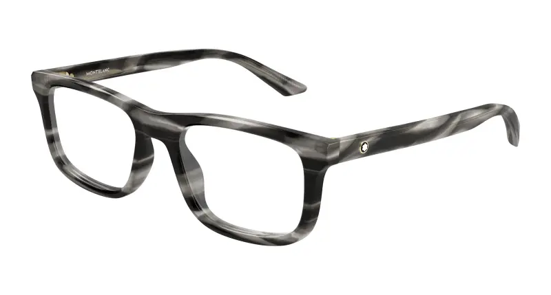 Uomo Montblanc MB0457O 004 Montature da vista Acetato Grigio Trasparente Squadrata