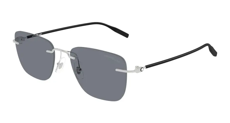 Uomo Montblanc MB0470S 002 Occhiali da sole Metallo Argento Grigio Squadrata