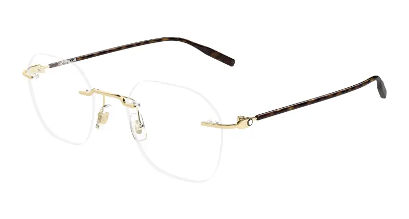 Uomo Montblanc MB0471O 003 Montature da vista Metallo Oro Trasparente Rotonda