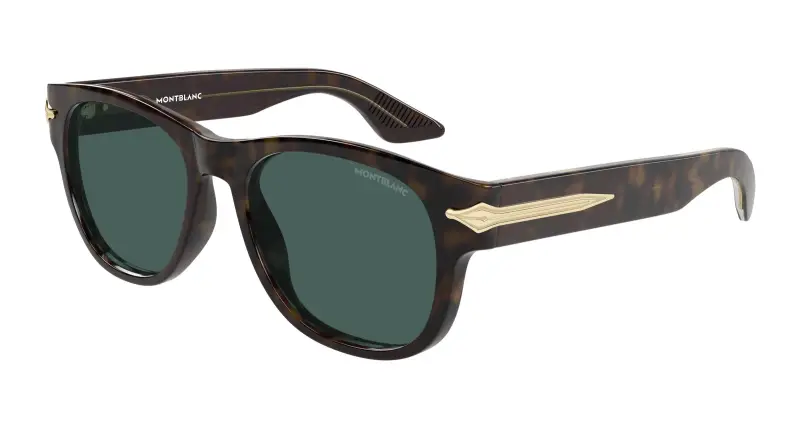 Uomo Montblanc MB0478S 002 Occhiali da sole Acetato Havana Verde Squadrata