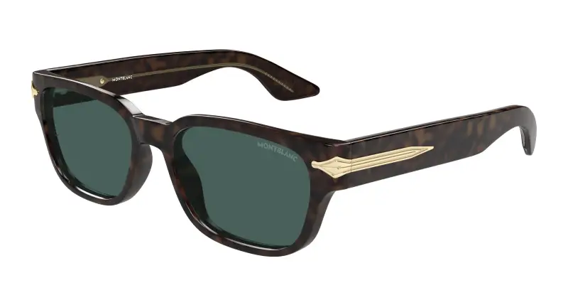 Uomo Montblanc MB0479S 002 Occhiali da sole Acetato Havana Verde Squadrata