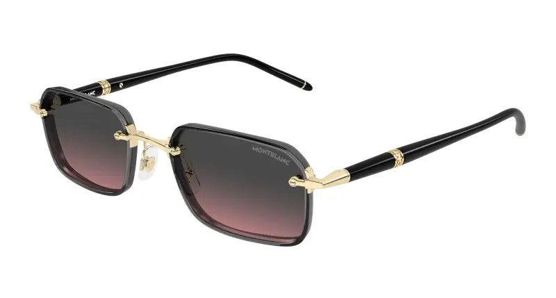 Uomo Montblanc MB0483S 003 Occhiali da sole Metallo Oro Grigio Squadrata