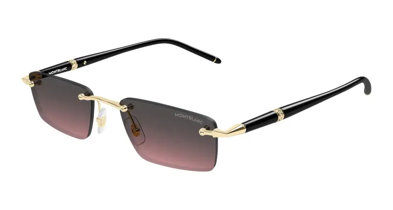 Uomo Montblanc MB0484S 003 Occhiali da sole Metallo Oro Grigio Squadrata