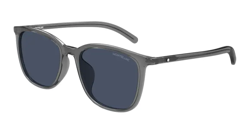 Uomo Montblanc MB0487SA 003 Occhiali da sole Grigio Blu Squadrata