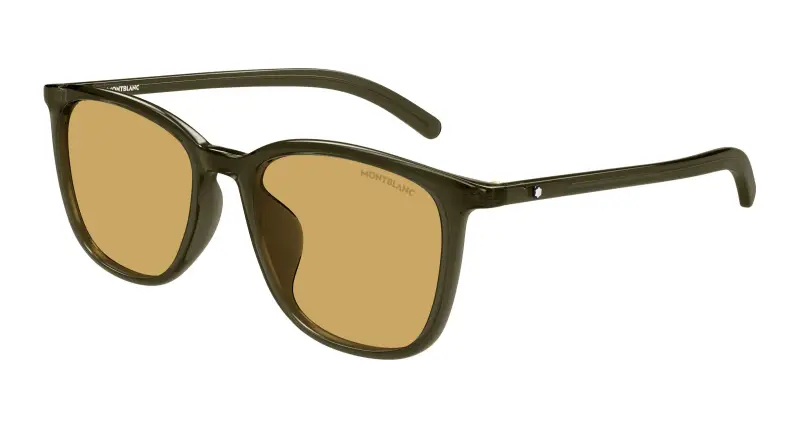 Uomo Montblanc MB0487SA 004 Occhiali da sole Verde Marrone Squadrata