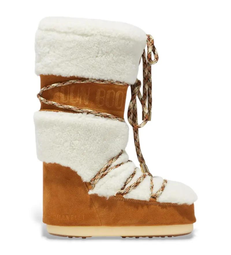 per donna 80D1402610 LAB69 Stivali in pelle crema con shearling marrone (35/38), Stringhe, Casual, Neve
