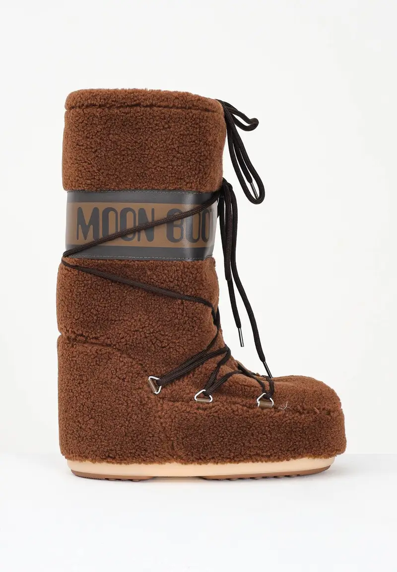 Stivali da neve ICON in teddy marroni da donna miniatura 3