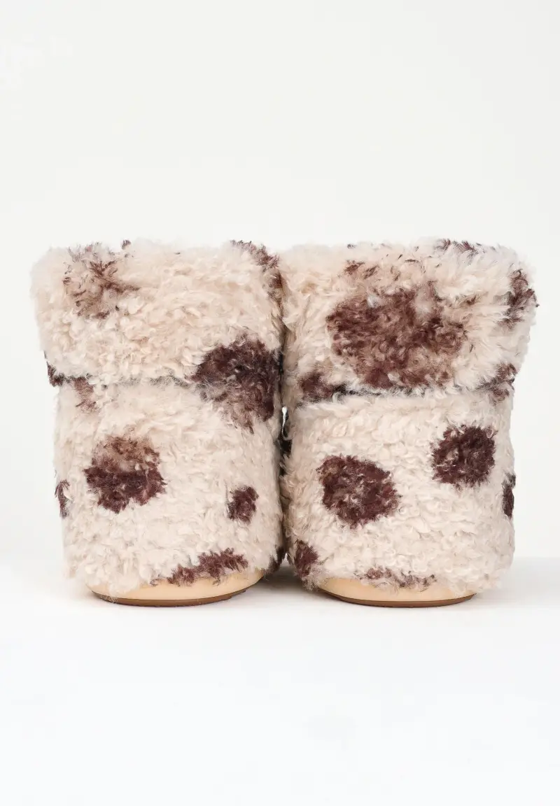 Stivali da neve ICON LOW CURLY beige da donna con stampa cow miniatura 2