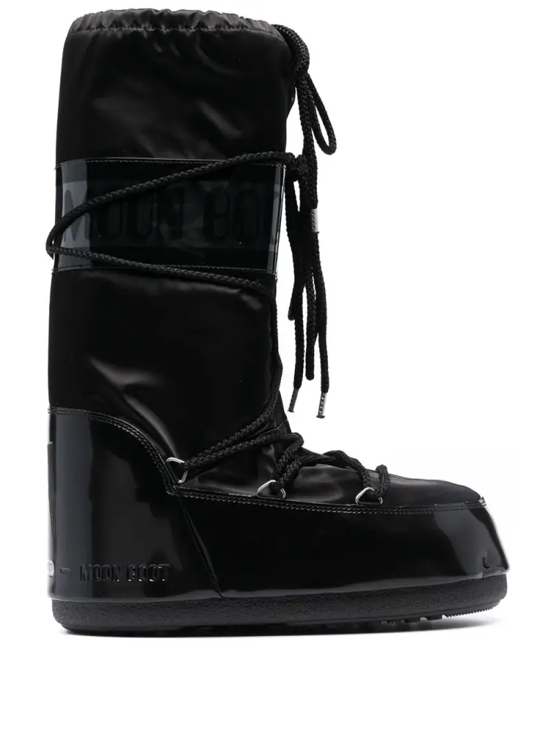 Moon Boot Stivali Nero in Raso