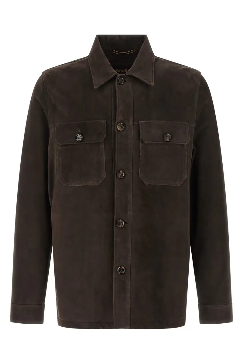 Moorer Overshirt Klaus Marrone in Suede