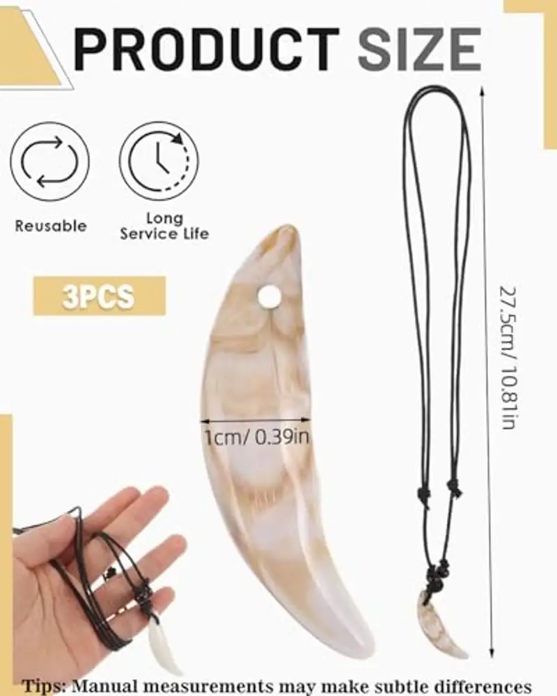 MOPZIJA 3PCS Collana Denti di Squalo, collana surfista, dente di squalo, collana estiva uomo, collana lunga uomo, Collana Uomo e Donna Lunga - collana uomo lunga miniatura 2