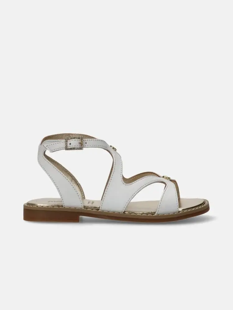 sandali kids/junior in pelle bianca con incrocio stile schiava