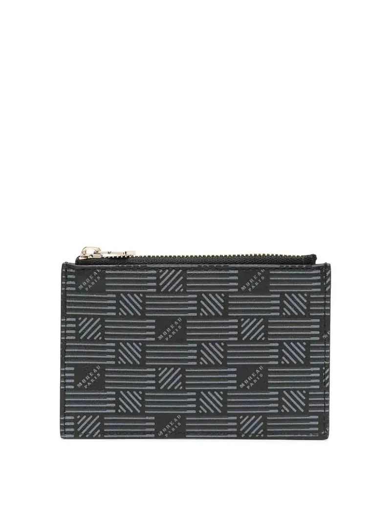 Portafoglio in pelle con logo stampato Nero