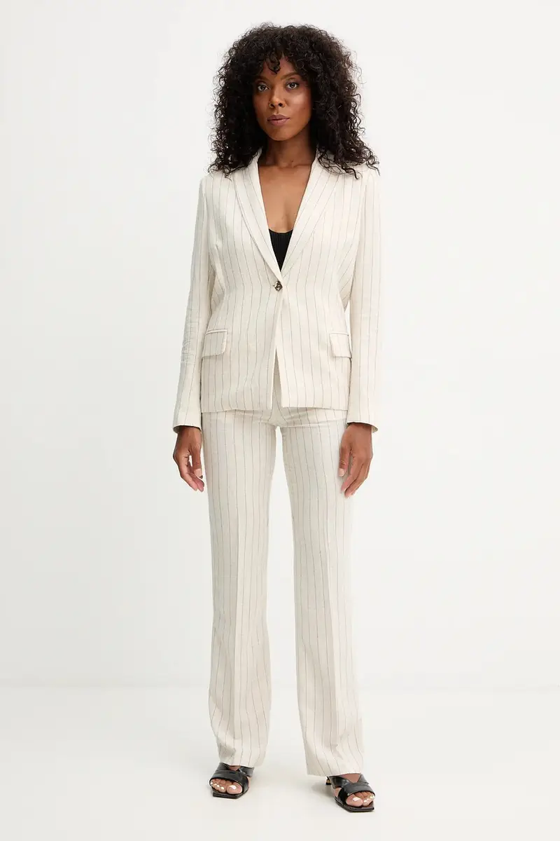 blazer in lino colore beige VRIZ.F miniatura 2