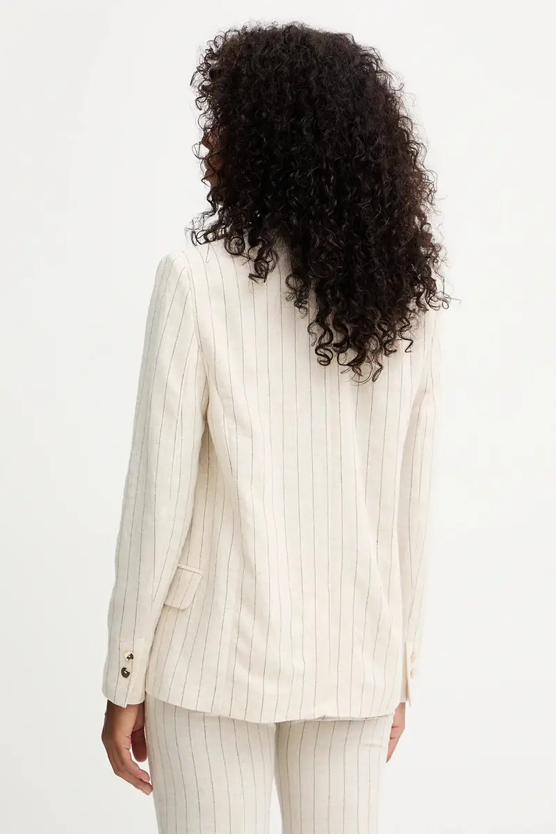 blazer in lino colore beige VRIZ.F miniatura 3