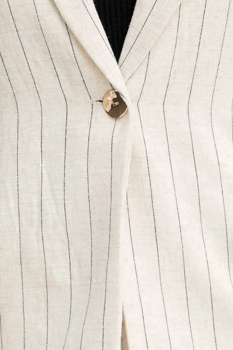 blazer in lino colore beige VRIZ.F miniatura 5