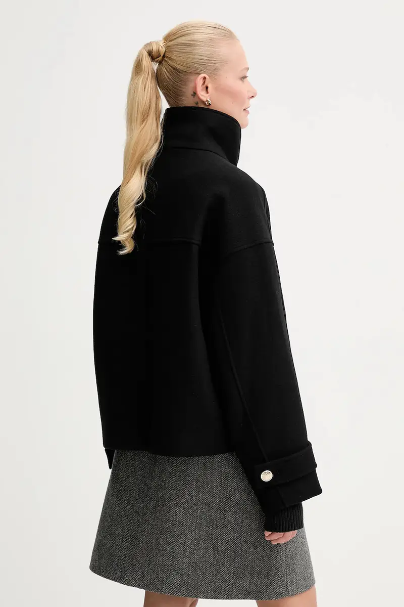 cappotto con aggiunta di lana colore nero GSTAM miniatura 3