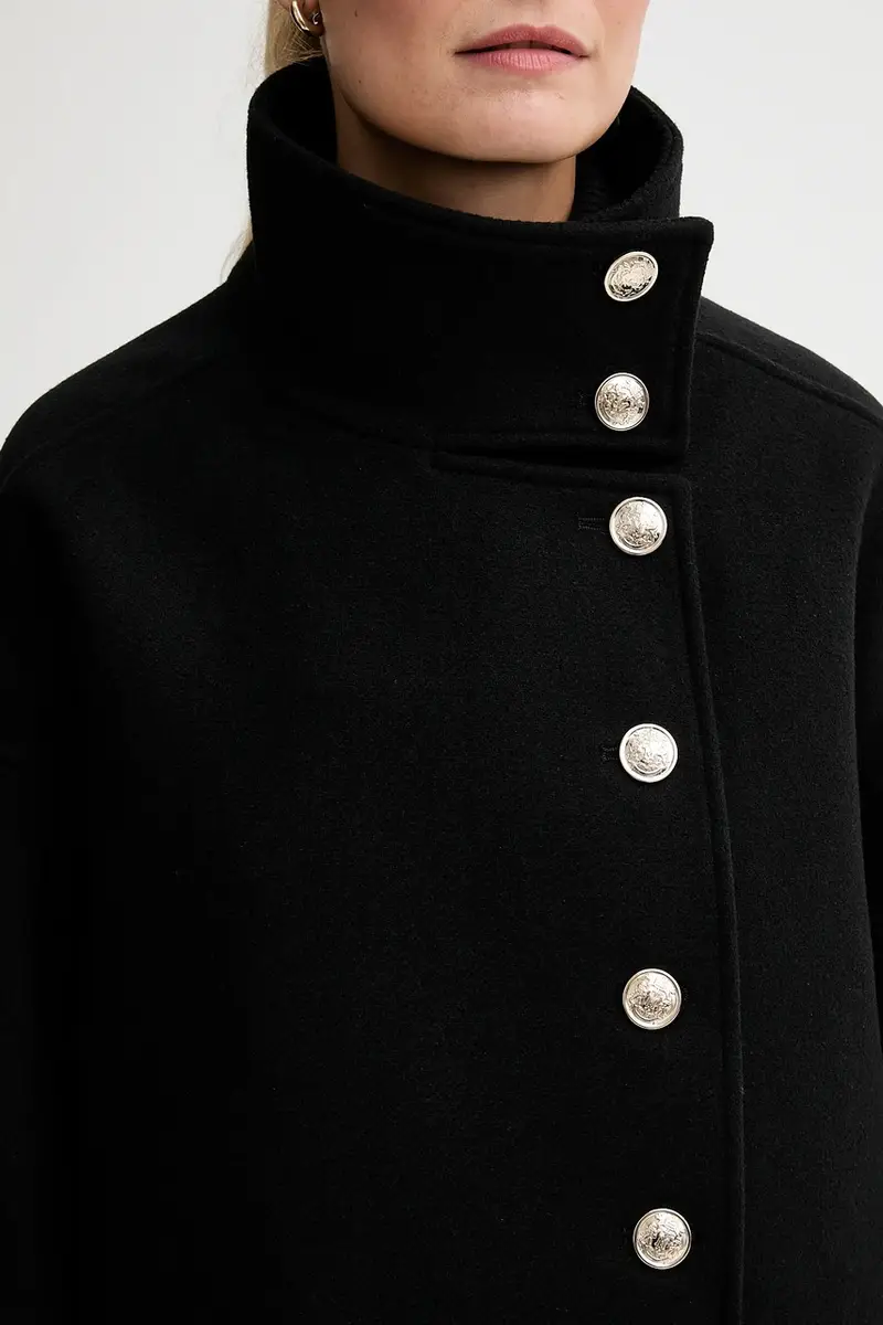 cappotto con aggiunta di lana colore nero GSTAM miniatura 5