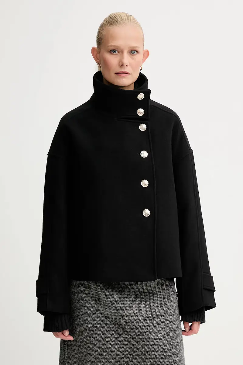 cappotto con aggiunta di lana colore nero GSTAM