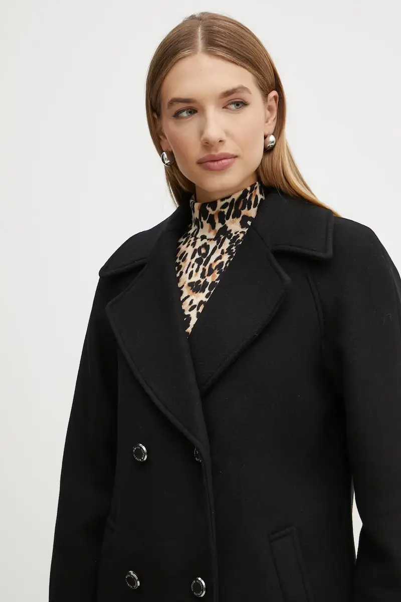 cappotto con aggiunta di lana GITI Nero miniatura 4