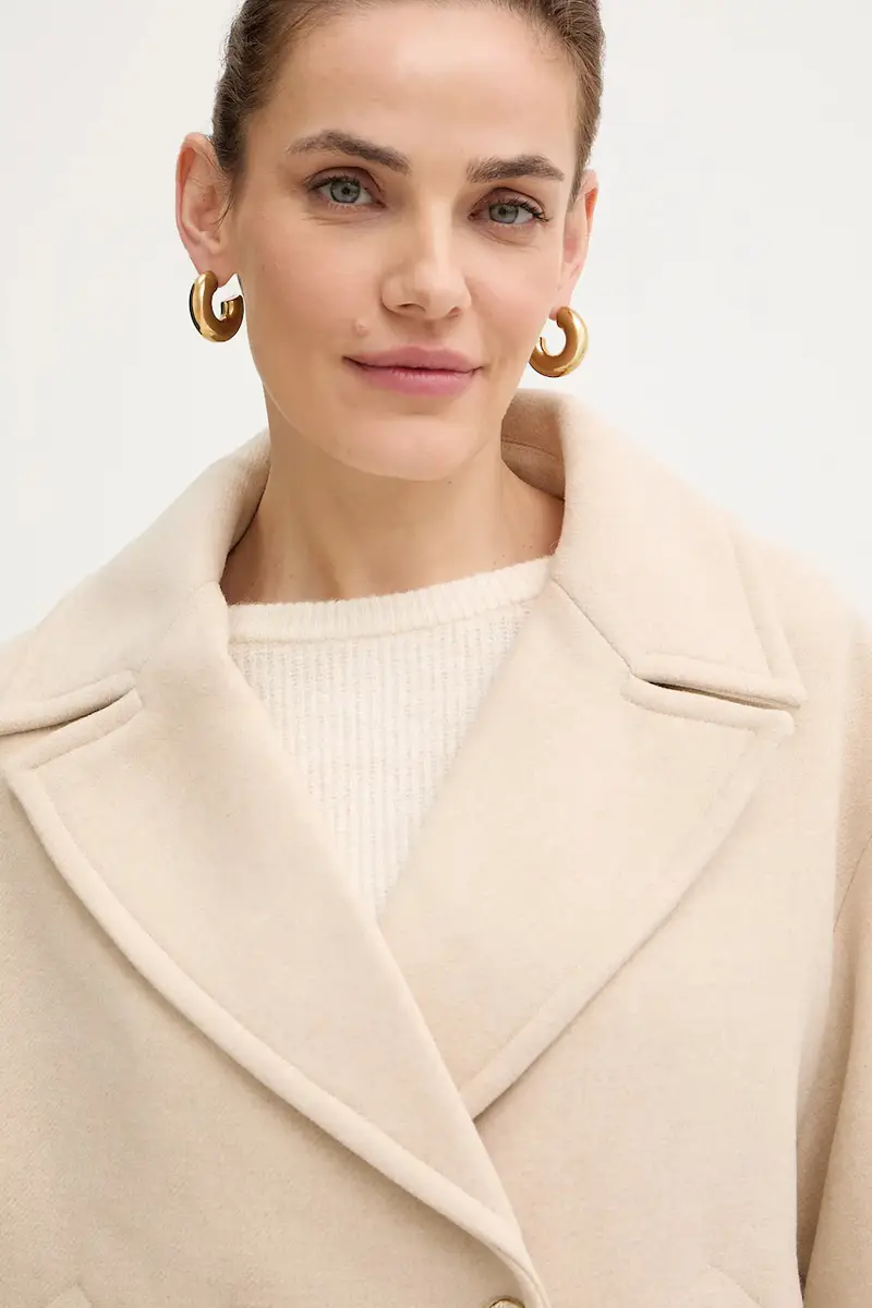 cappotto con lana colore beige GMOON miniatura 4