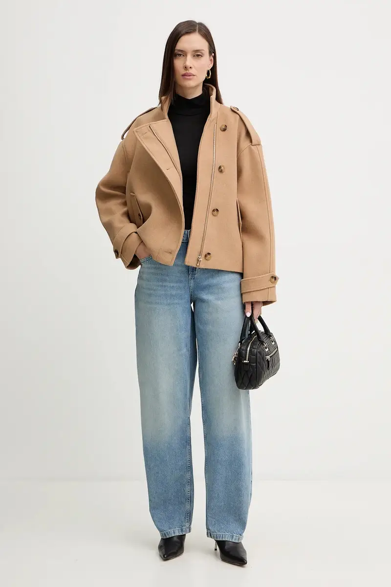 cappotto con lana colore beige GMOT miniatura 2