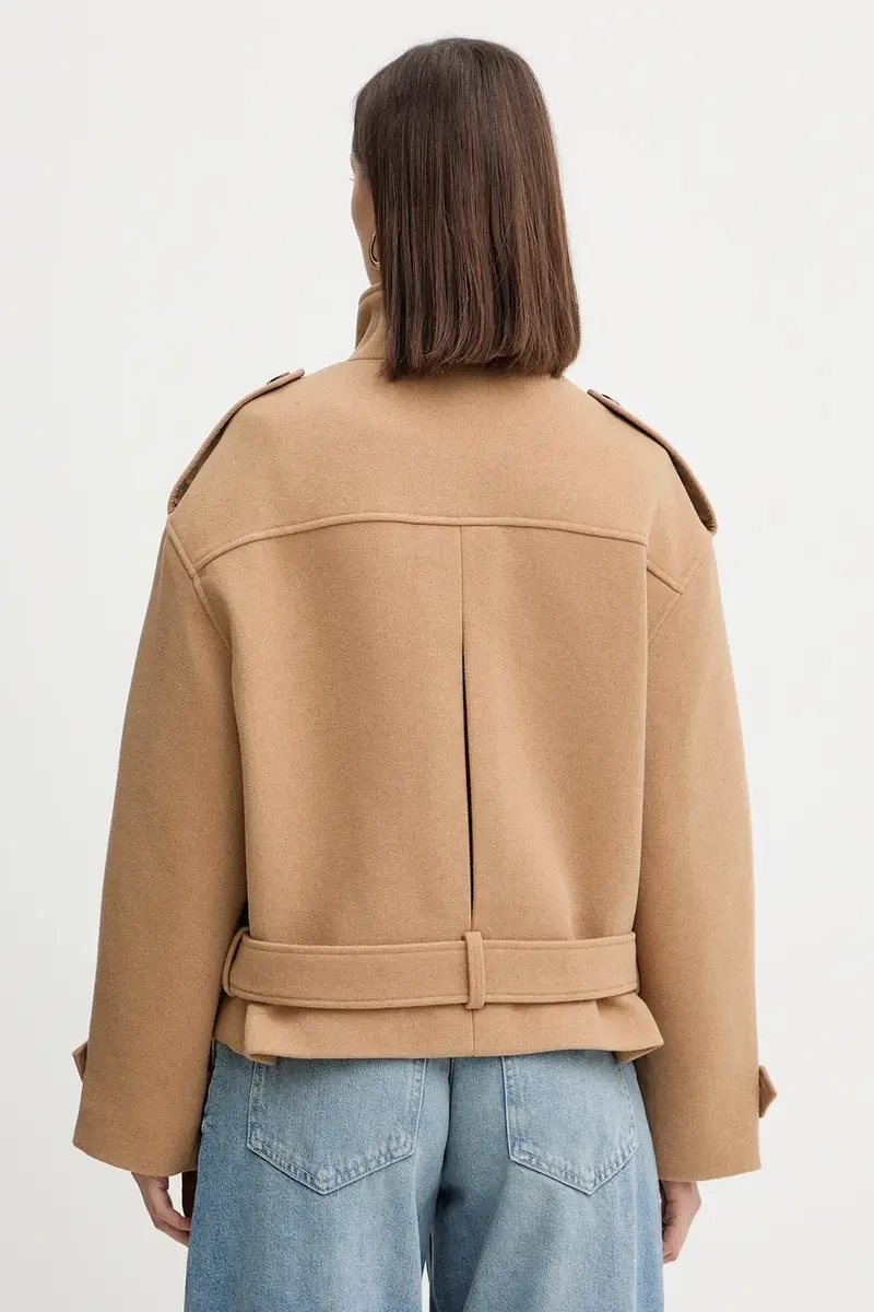 cappotto con lana colore beige GMOT miniatura 3