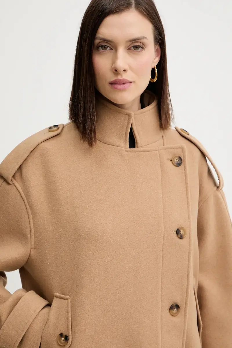 cappotto con lana colore beige GMOT miniatura 4