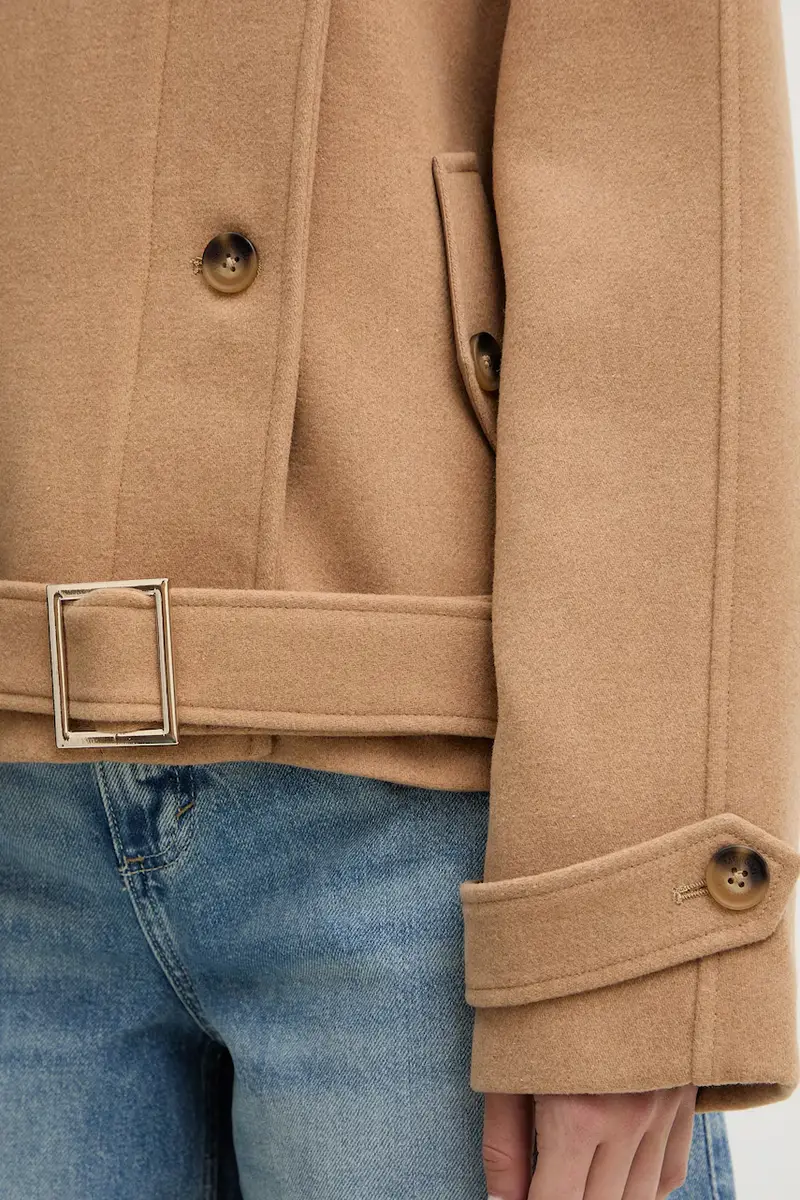 cappotto con lana colore beige GMOT miniatura 5