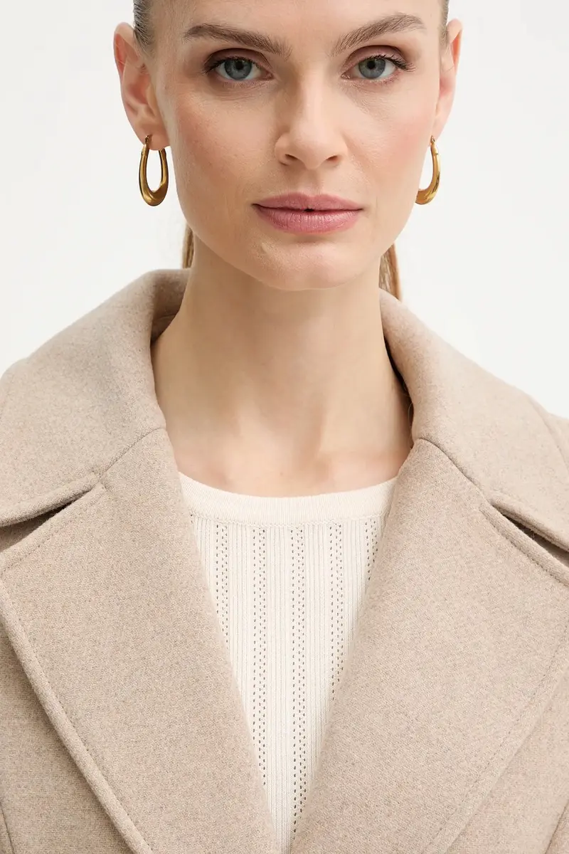 cappotto con lana colore beige GPEAKS miniatura 5