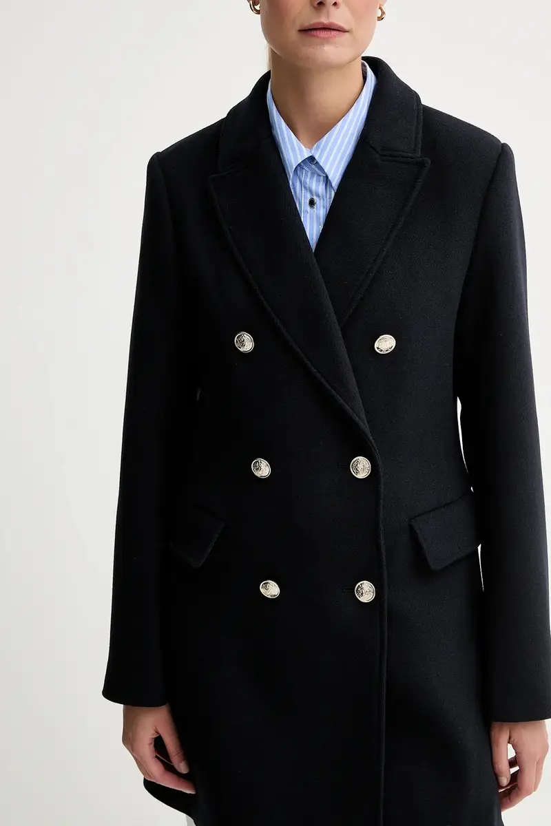 cappotto con lana colore blu navy GCHA miniatura 5