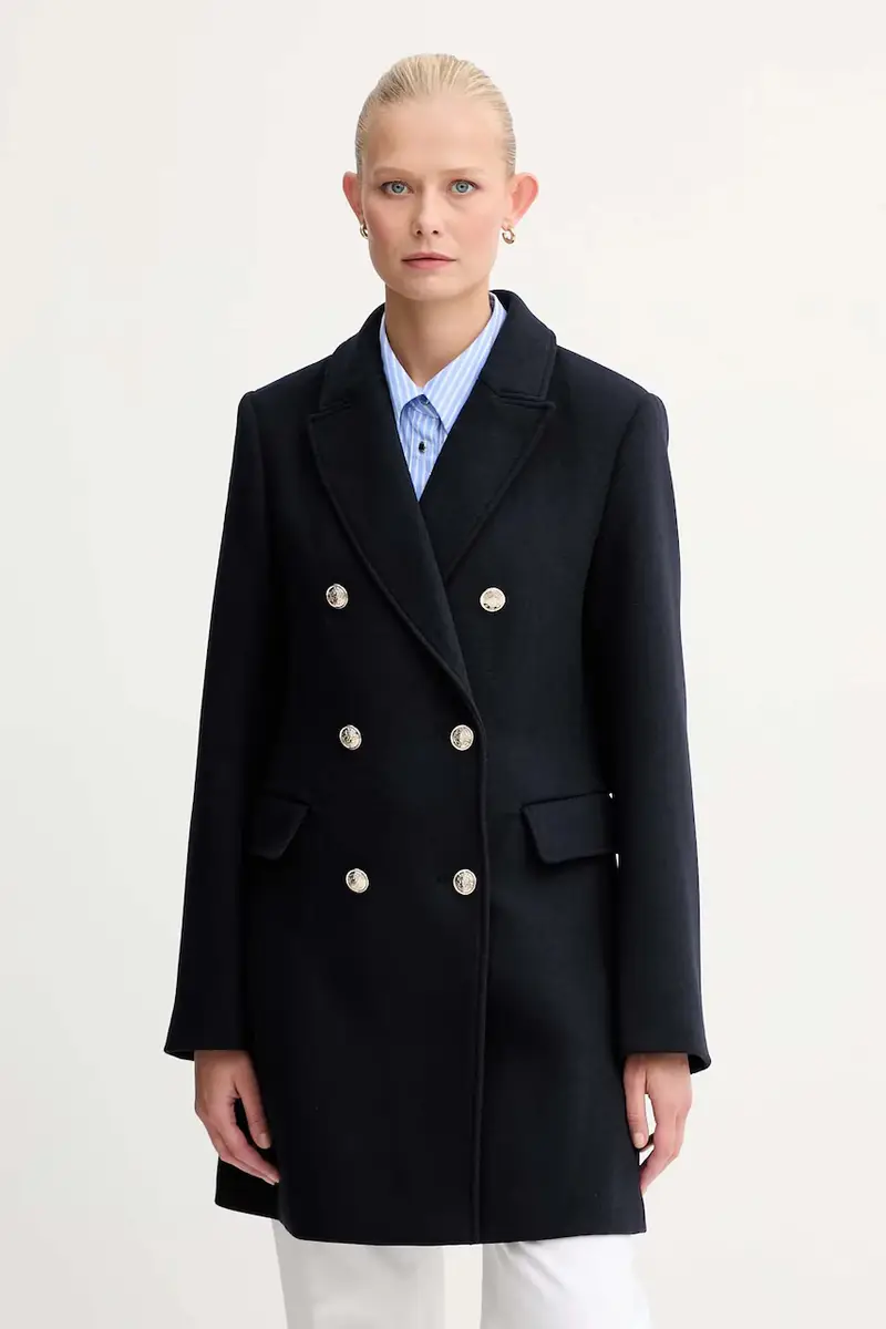 cappotto con lana colore blu navy GCHA