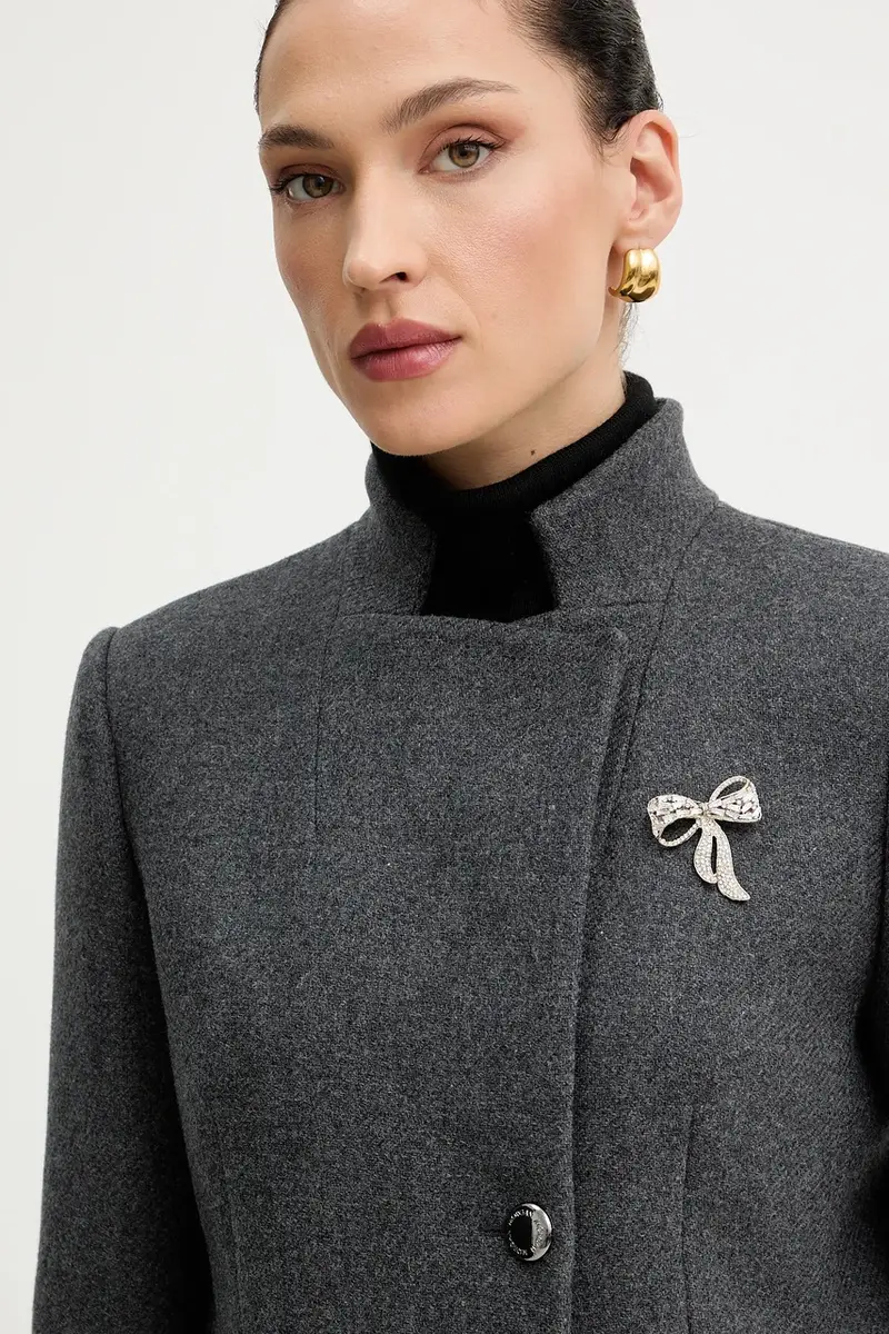 cappotto con lana colore grigio GBROCHE miniatura 4