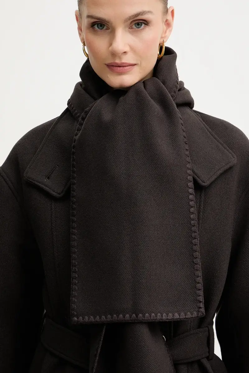 cappotto con lana colore marrone GSCARF miniatura 4