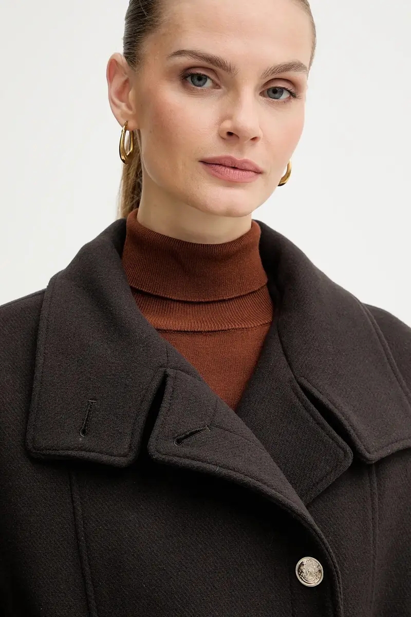 cappotto con lana colore marrone GSCARF miniatura 5