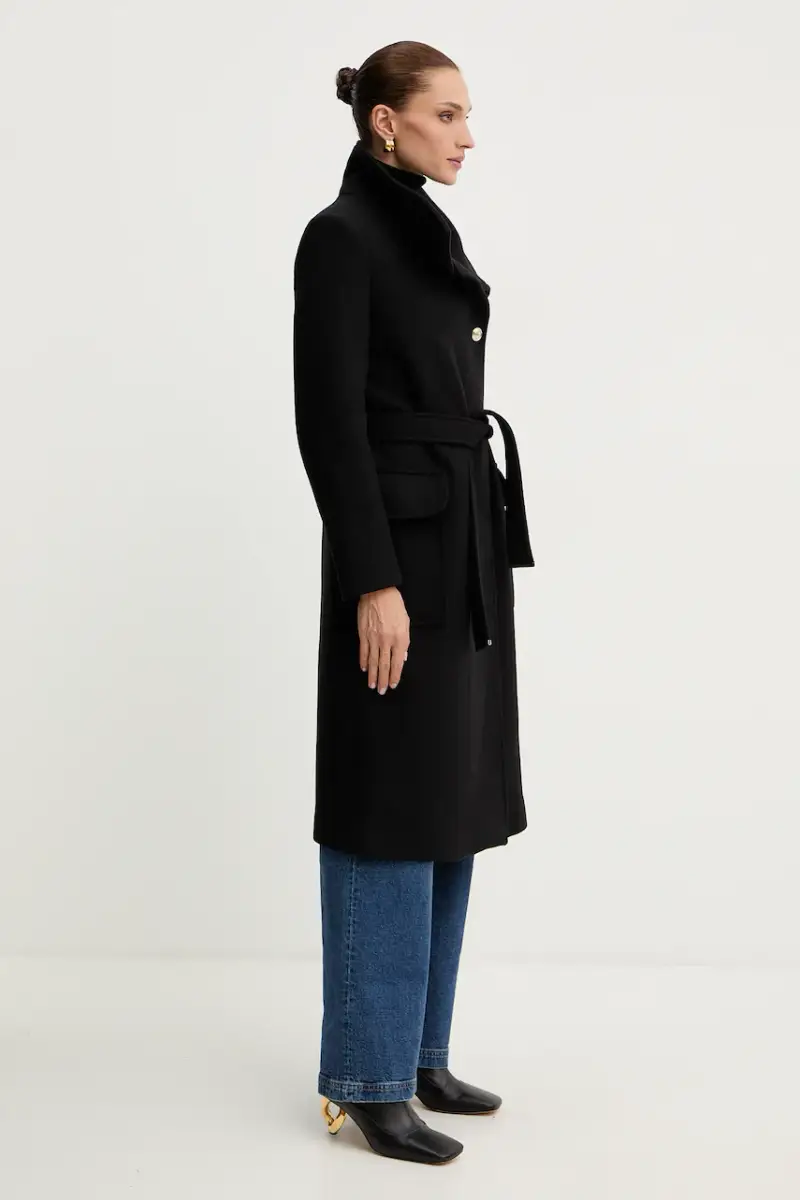 cappotto con lana colore nero GALOUA miniatura 2