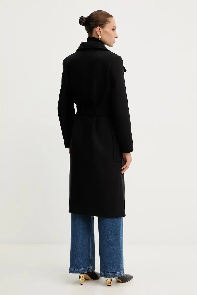 cappotto con lana colore nero GALOUA miniatura 3