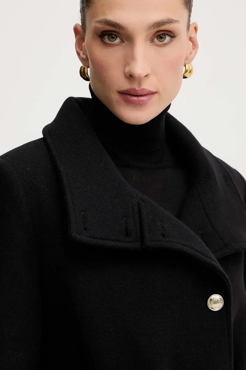 cappotto con lana colore nero GALOUA miniatura 4