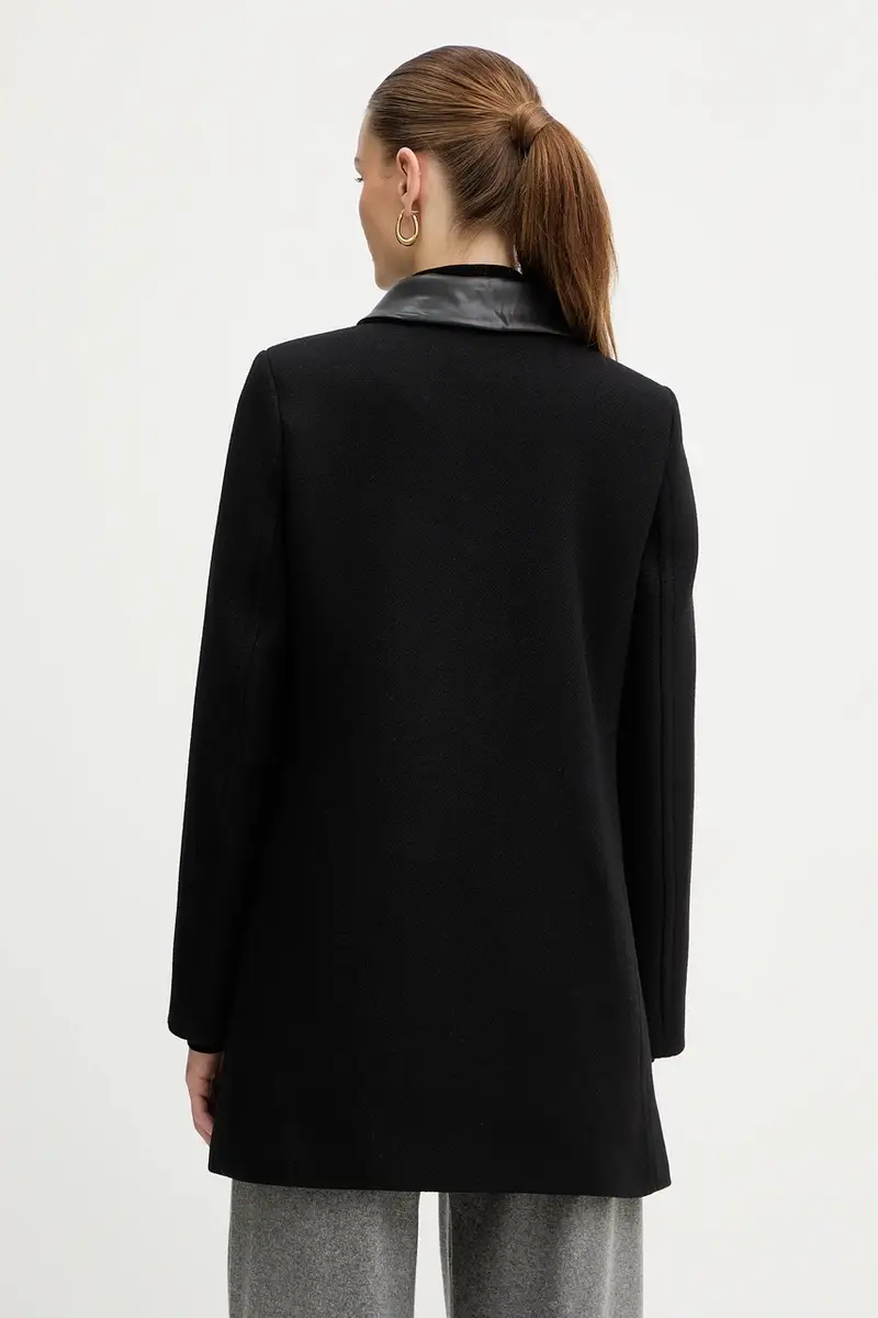 cappotto con lana colore nero GBALI miniatura 3