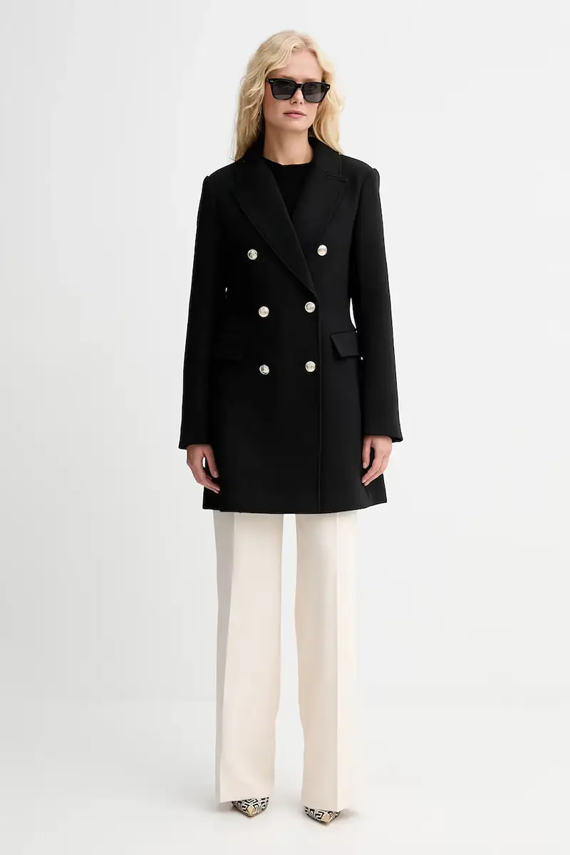 cappotto con lana colore nero GCHA miniatura 2